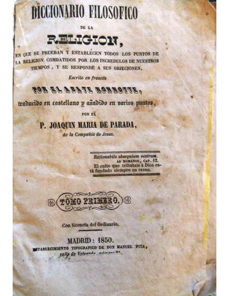 Diccionario filosófico de la religión