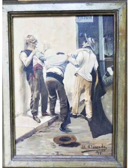 La culpa la tiene el vino. Óleo sobre lienzo